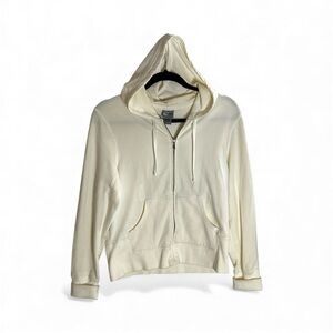 Champion Sz Med Full Zip LightWeight Hoodie Sweatshirt Womens White